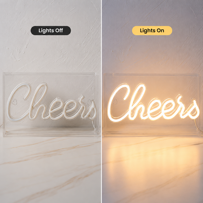 Cheers LED Neon Sign Wall Neon Sign - 06 Day Night Comparison