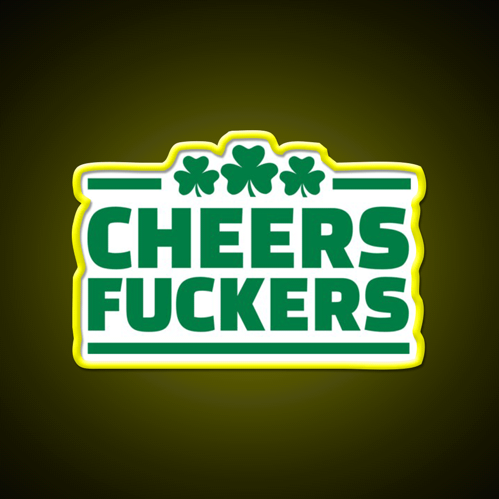 Cheers Lovers Irish Shamrock Beer Bar Decor Led Neon Sign Rgb Color - Custom LED neon sign front view