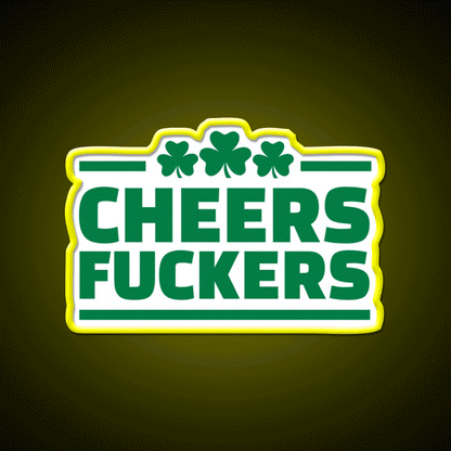 Cheers Lovers Irish Shamrock Beer Bar Decor Led Neon Sign Rgb Color - Custom LED neon sign front view