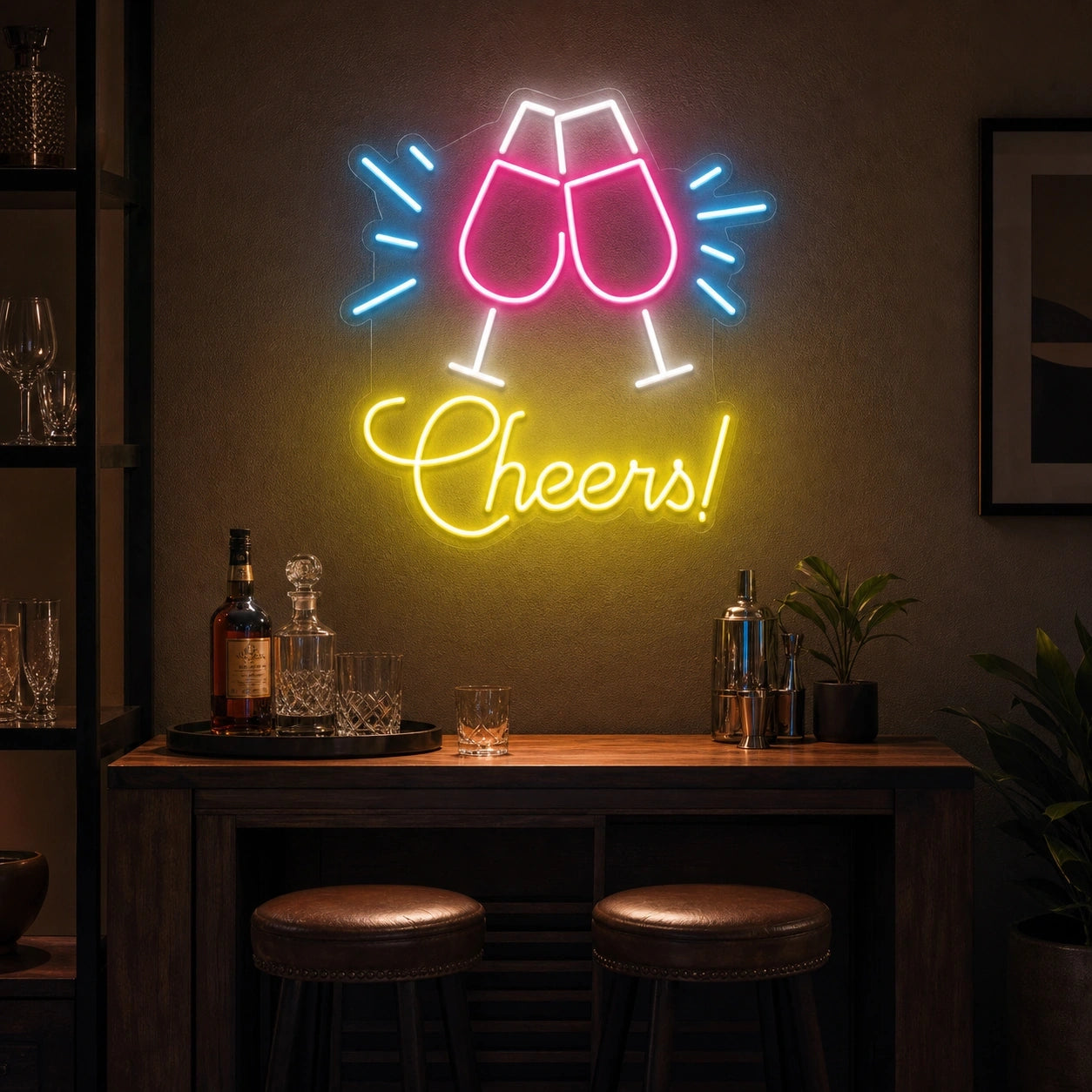 Cheers Man Cave LED Neon Sign Home Garage Wall Decoration real lifestyle scene