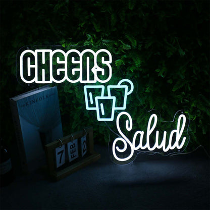 Cheers Salud White Custom Neon Sign | Shineneon