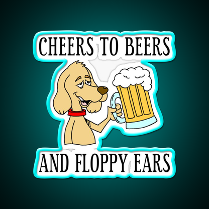 Cheers To Beers Floppy Ears Dog Beer Cartoon Beer Bar Decor Led Neon Sign Rgb Color - Size and dimension reference