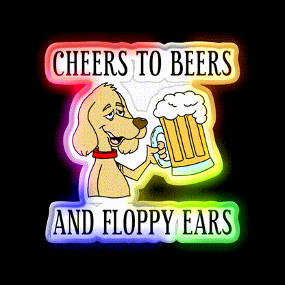 Cheers To Beers Floppy Ears Dog Beer Cartoon Beer Bar Decor Led Neon Sign Rgb Color - LED neon sign close-up detail