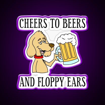 Cheers To Beers Floppy Ears Dog Beer Cartoon Beer Bar Decor Led Neon Sign Rgb Color - LED neon sign view 9