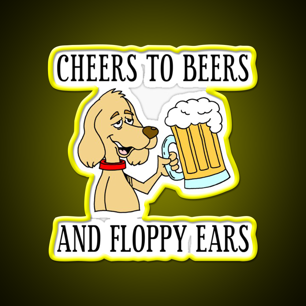 Cheers To Beers Floppy Ears Dog Beer Cartoon Beer Bar Decor Led Neon Sign Rgb Color - LED neon sign view 7