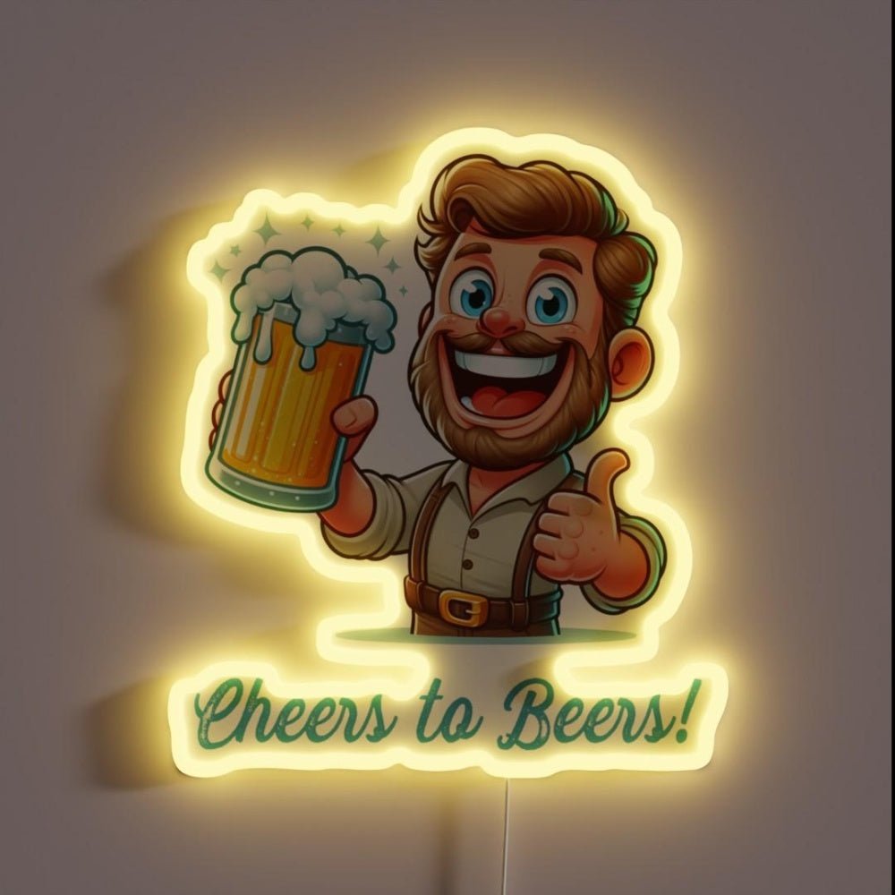 Cheers To Beers With Funny Man Rgb Led Neon Sign - Shineneon