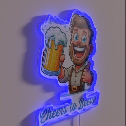 Cheers To Beers With Funny Man Rgb Led Neon Sign - Shineneon