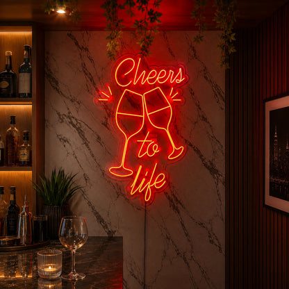 Cheers To Life Wine Glasses LED Neon Sign high-converting product image