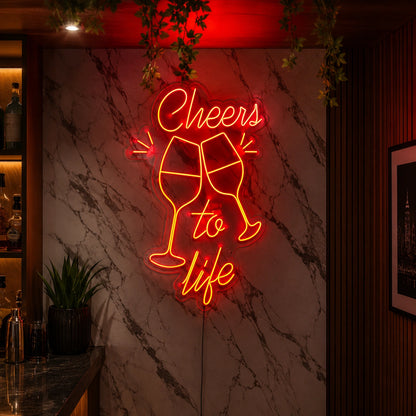 Cheers To Life Wine Glasses LED Neon Sign main product image