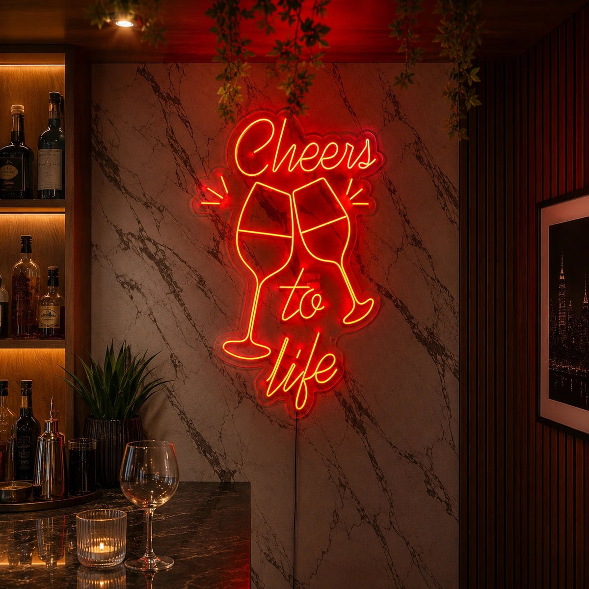 Cheers To Life Wine Glasses LED Neon Sign - Shineneon