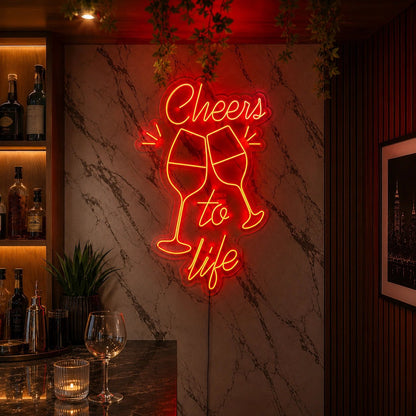 Cheers To Life Wine Glasses LED Neon Sign - Shineneon