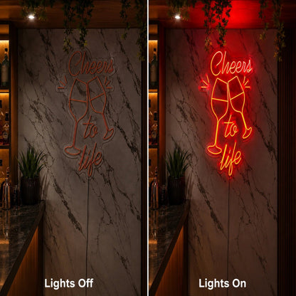 Cheers To Life Wine Glasses LED Neon Sign - Shineneon