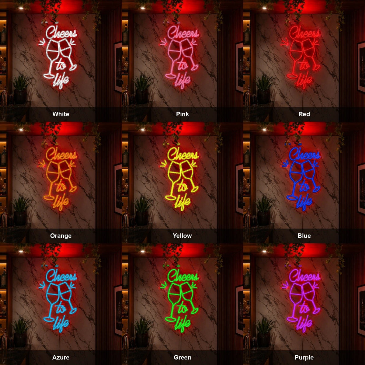 Cheers To Life Wine Glasses LED Neon Sign - Shineneon