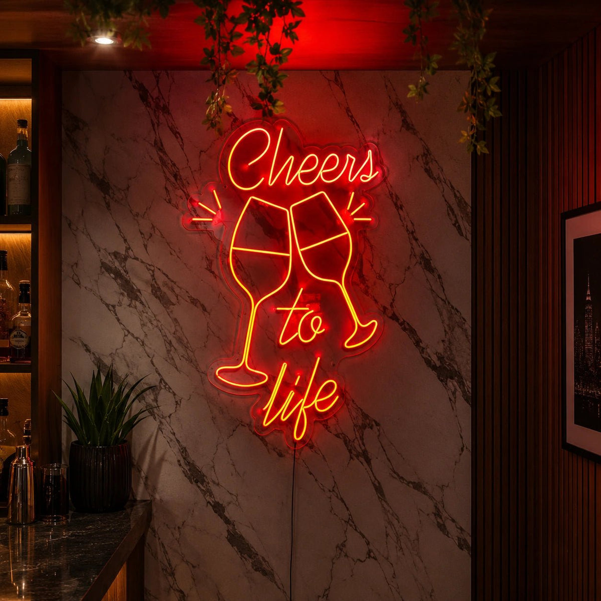 Cheers To Life Wine Glasses LED Neon Sign - Shineneon