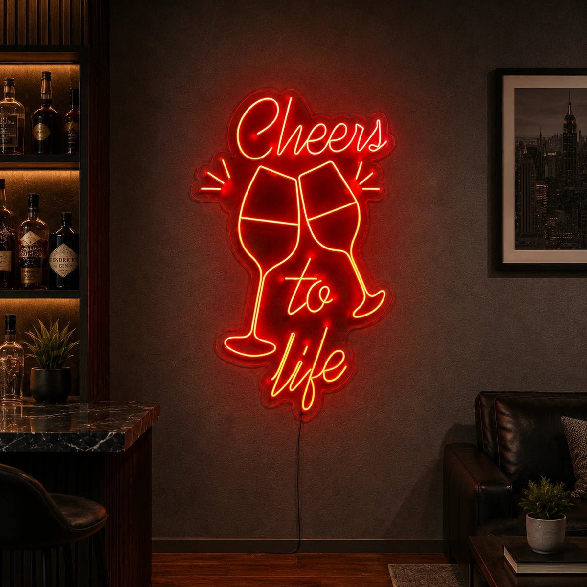 Cheers To Life Wine Glasses LED Neon Sign - Shineneon