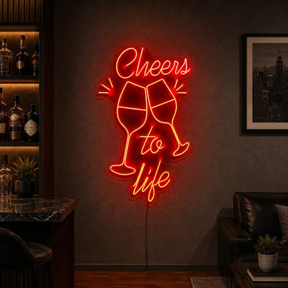 Cheers To Life Wine Glasses LED Neon Sign - Shineneon