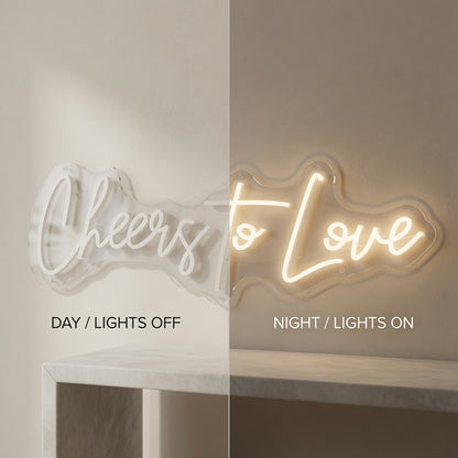 Cheers To Love LED Neon Sign Wall Neon Sign - 06 Day Night Comparison