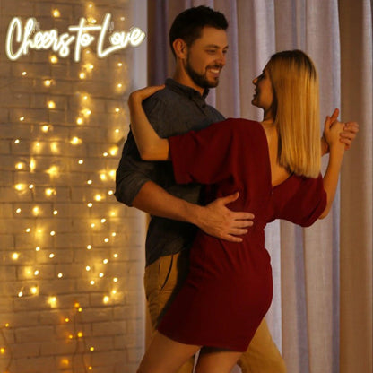 Cheers To Love White Script Led Neon Sign For Romantic Home Decor Dining Ambiance | Shineneon