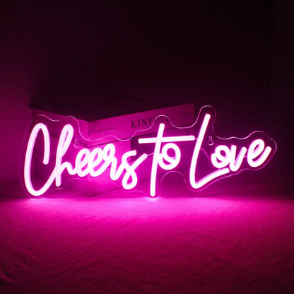 Cheers To Love White Script Led Neon Sign For Romantic Home Decor Dining Ambiance | Shineneon