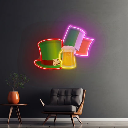 Cheers To Saint Patrick Day Neon Sign Beer Hat Led Neon Signs - Shineneon