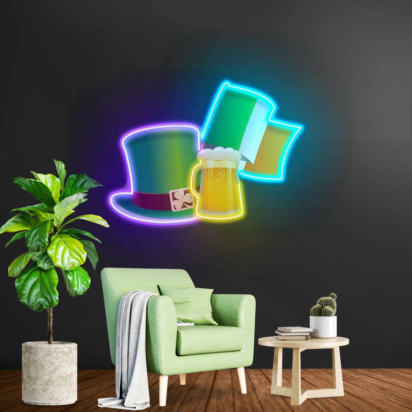 Cheers To Saint Patrick Day Neon Sign Beer Hat Led Neon Signs - Shineneon