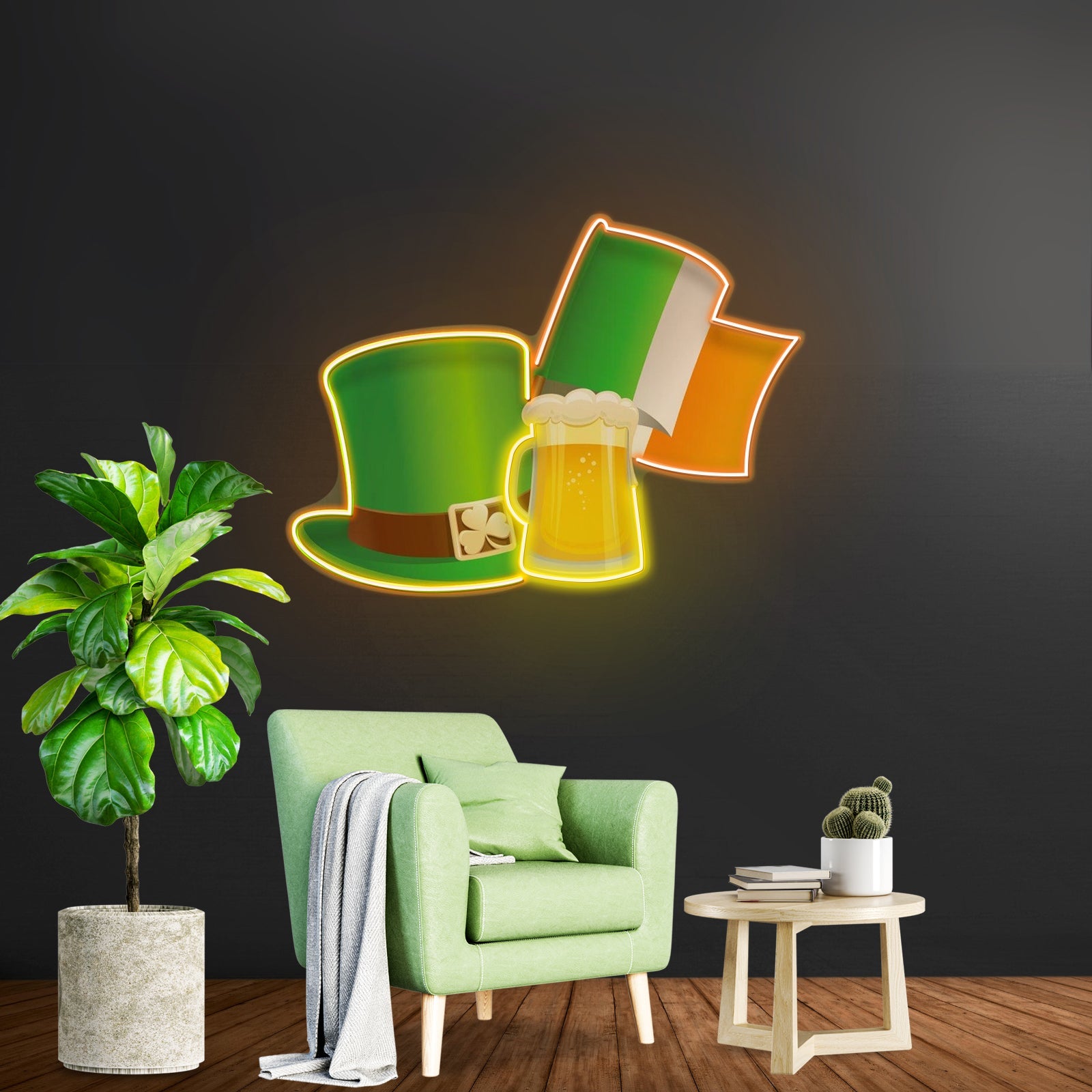 Cheers To Saint Patrick Day Neon Sign Beer Hat Led Neon Signs - Shineneon