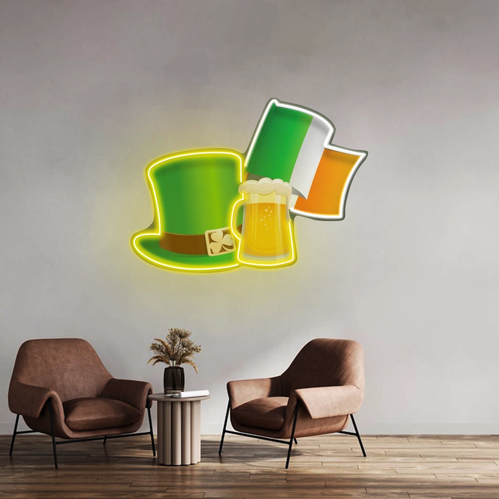 Cheers To Saint Patrick Day Neon Sign Beer Hat Led Neon Signs - Shineneon