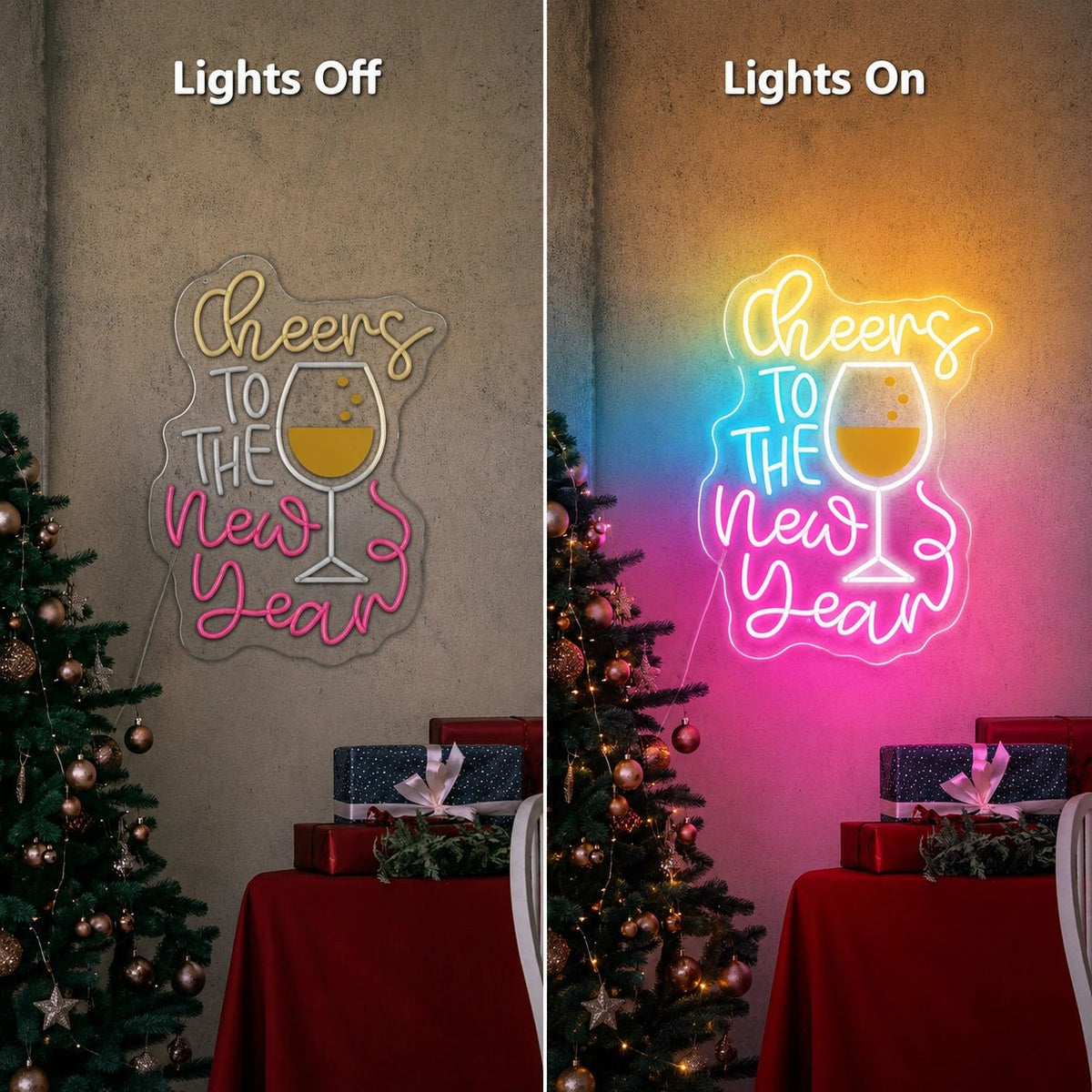 Cheers To The New Year Wine Glass LED Neon Sign - Shineneon