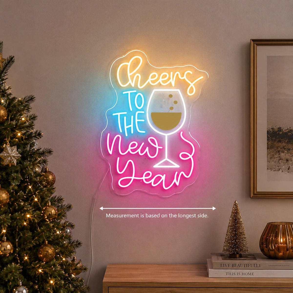 Cheers To The New Year Wine Glass LED Neon Sign - Shineneon