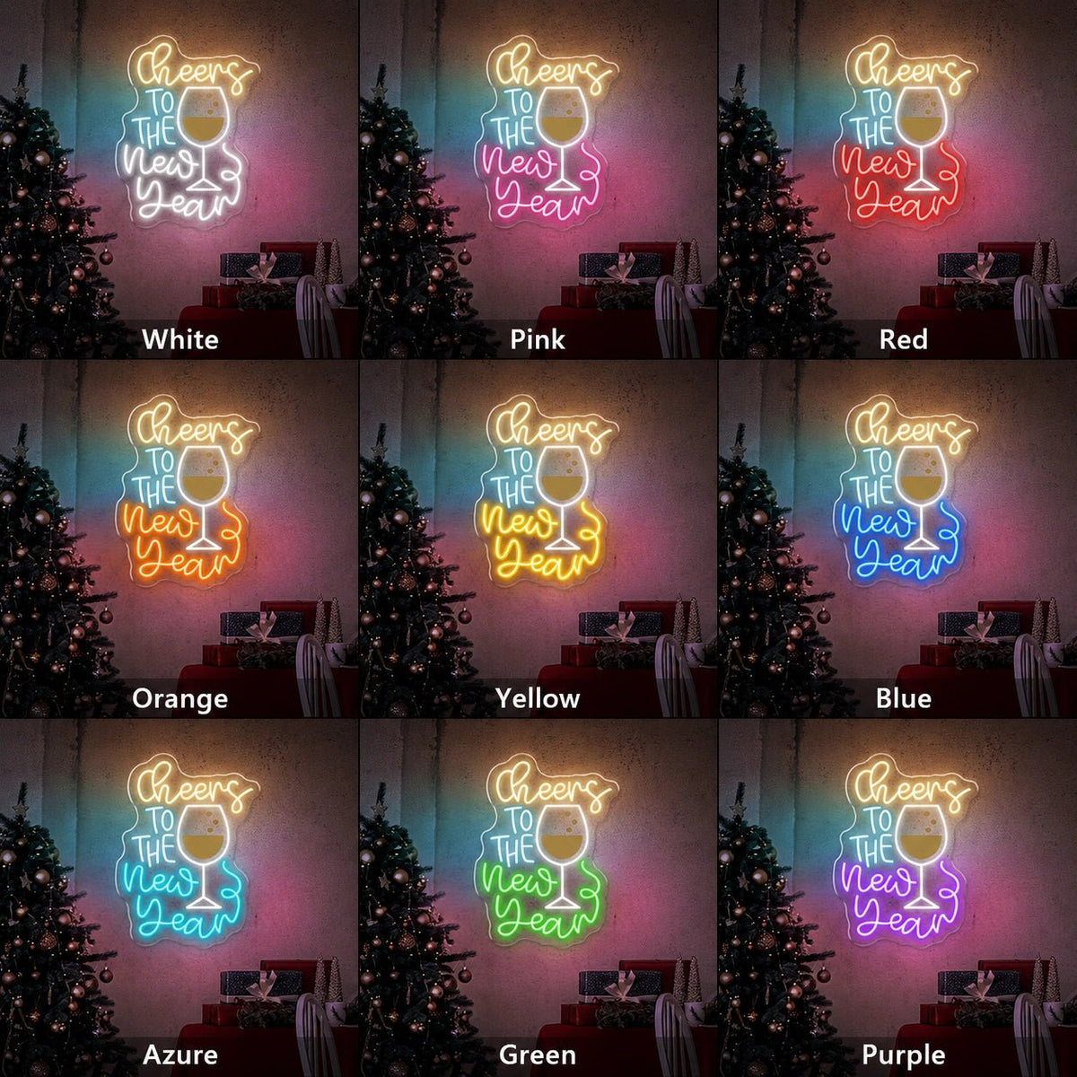 Cheers To The New Year Wine Glass LED Neon Sign - Shineneon