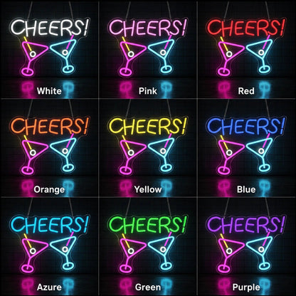 Cheers Two Martini Glasses LED Neon Sign - Shineneon