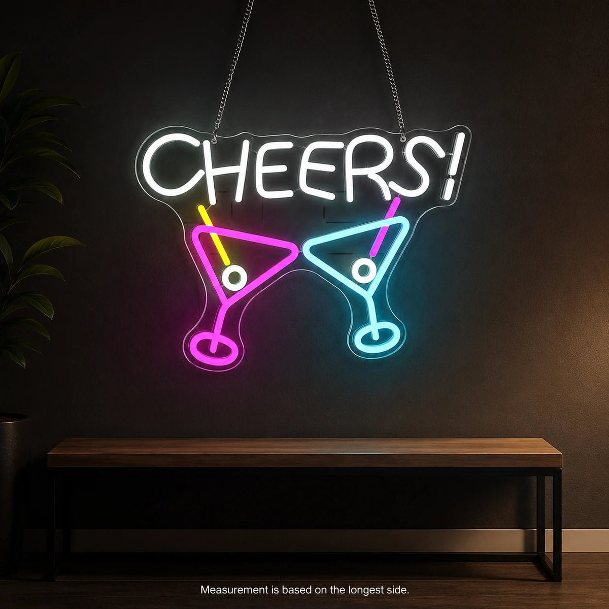 Cheers Two Martini Glasses LED Neon Sign - Shineneon