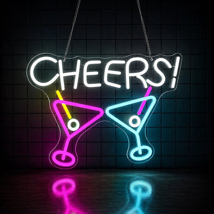 Cheers Two Martini Glasses LED Neon Sign - Shineneon