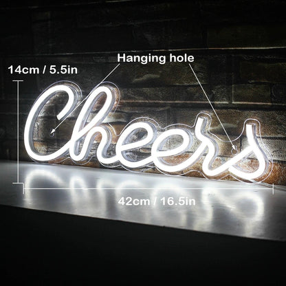 Cheers White Glow Led Neon Sign With Green Plant Wall For Cafe Bar Decor | Shineneon