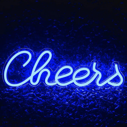 Cheers White Glow Led Neon Sign With Green Plant Wall For Cafe Bar Decor | Shineneon