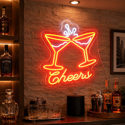 Cheers Wine Glasses Neon Sign LED Neon Sign real lifestyle scene