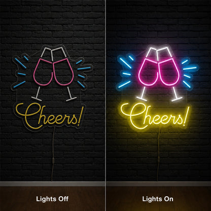 Cheers With Wine Glasses LED Neon Sign main product image