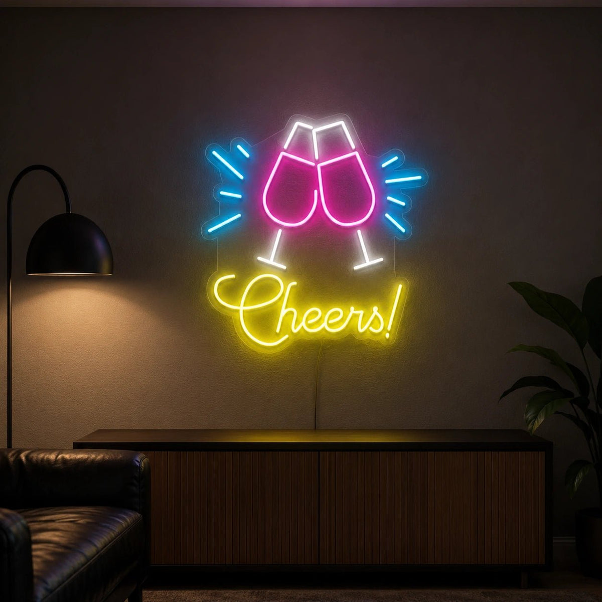 Cheers With Wine Glasses LED Neon Sign - Shineneon