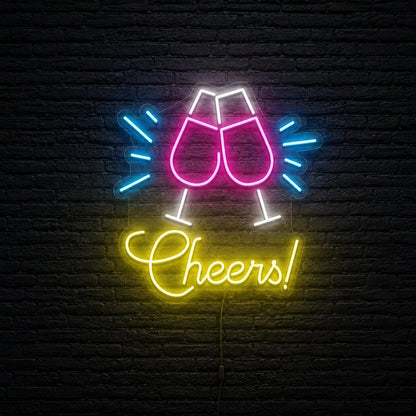 Cheers With Wine Glasses LED Neon Sign - Shineneon