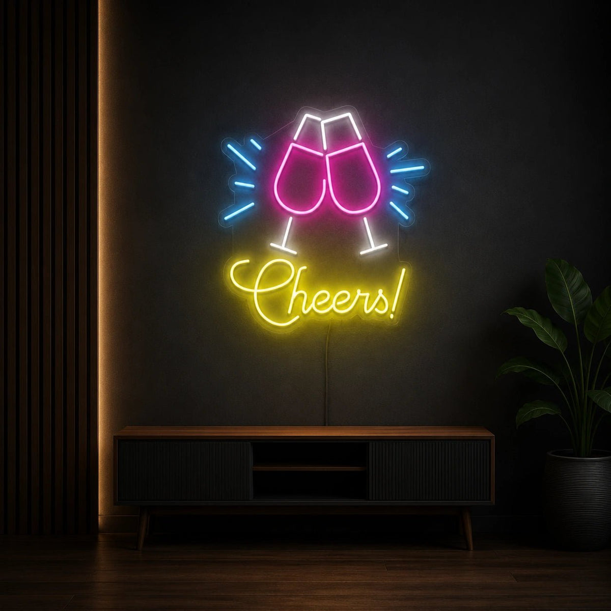 Cheers With Wine Glasses LED Neon Sign - Shineneon