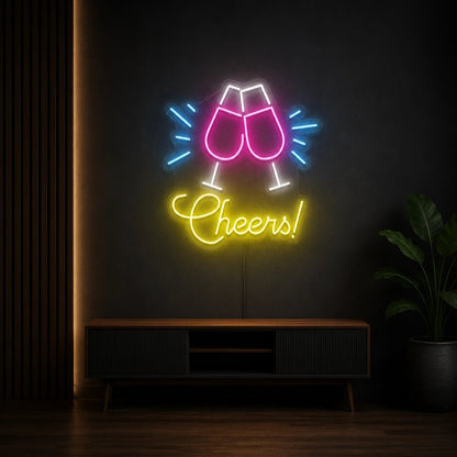 Cheers With Wine Glasses LED Neon Sign - Shineneon