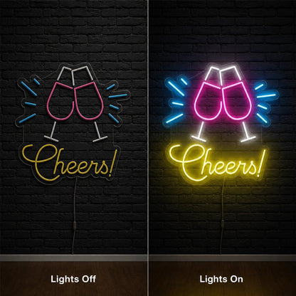 Cheers With Wine Glasses LED Neon Sign - Shineneon