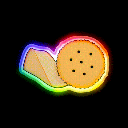 Cheese And Cracker Snack Food Led Neon Sign Rgb Color - LED neon sign close-up detail