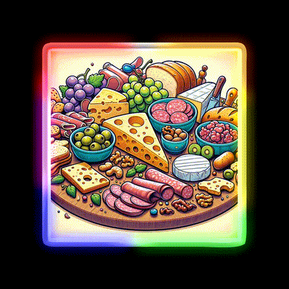 Cheese Board Snack Food Led Neon Sign Rgb Color - LED neon sign close-up detail