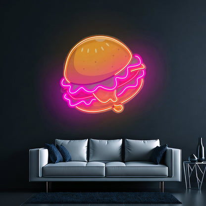Cheese Burger Cartoon Led Neon Sign Light Custom Led Signs - Shineneon