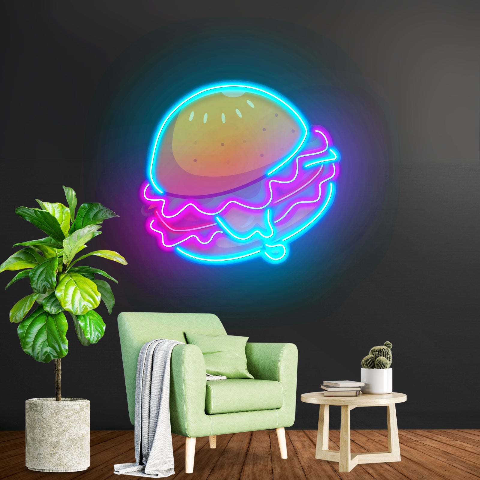 Cheese Burger Cartoon Led Neon Sign Light Custom Led Signs - Shineneon