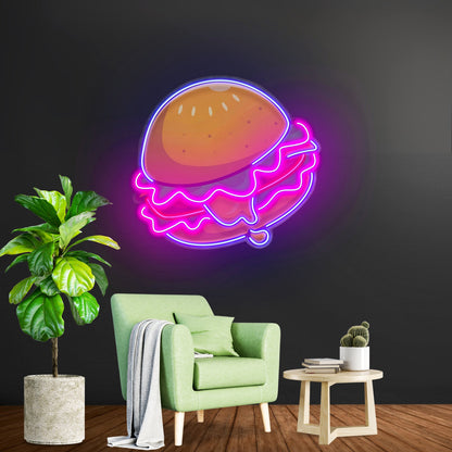 Cheese Burger Cartoon Led Neon Sign Light Custom Led Signs - Shineneon