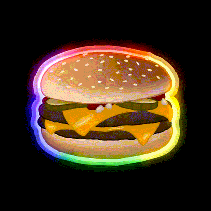 Cheese Burger Fast Food Led Neon Sign For Burger Place Rgb Color - LED neon sign close-up detail