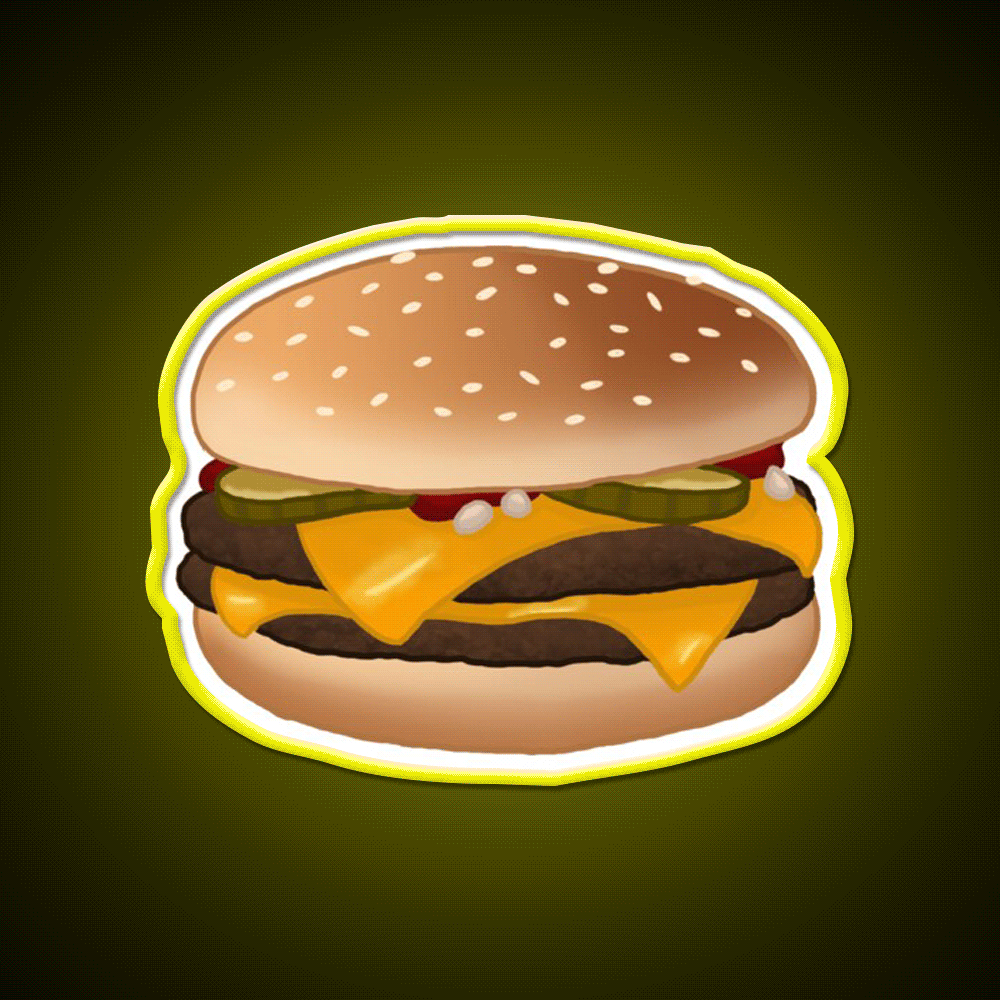 Cheese Burger Fast Food Led Neon Sign For Burger Place Rgb Color - Custom LED neon sign front view