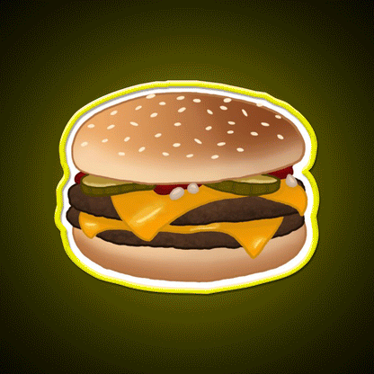 Cheese Burger Fast Food Led Neon Sign For Burger Place Rgb Color - Custom LED neon sign front view